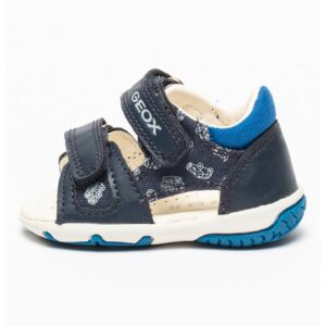 Sandale de piele ecologica cu velcro Elba - Albastru royal/Bleumarin