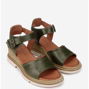 Sandale dama kaki din piele - Verde