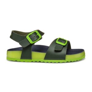 Sandale de piele ecologica cu catarama - Verde lime/Verde feriga