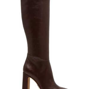 Cizme de piele ecologica Ally - Maro cognac
