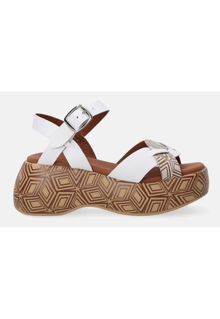 SANDALE ALBE CU PLATFORMA SI MODEL GEOMETRIC MARIMEA