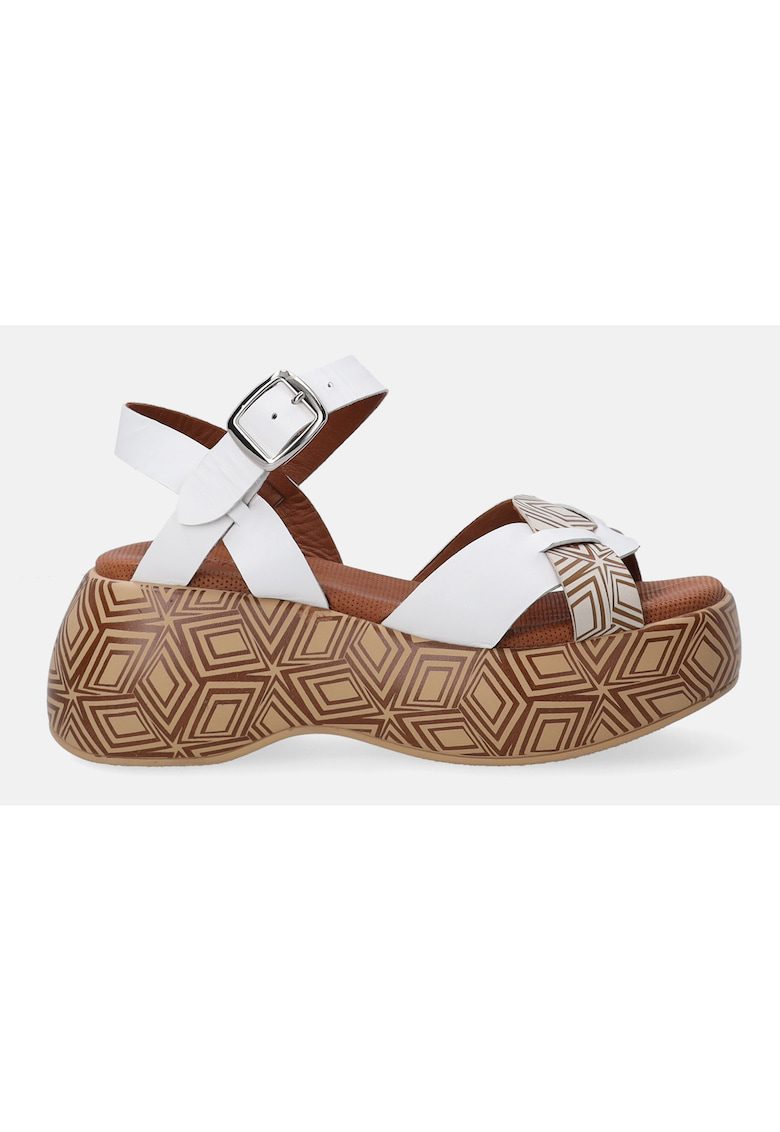 SANDALE ALBE CU PLATFORMA SI MODEL GEOMETRIC MARIMEA