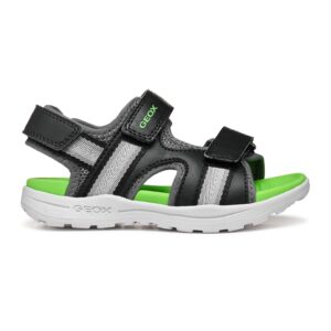 Sandale din material textil cu velcro - Verde/Negru/Gri