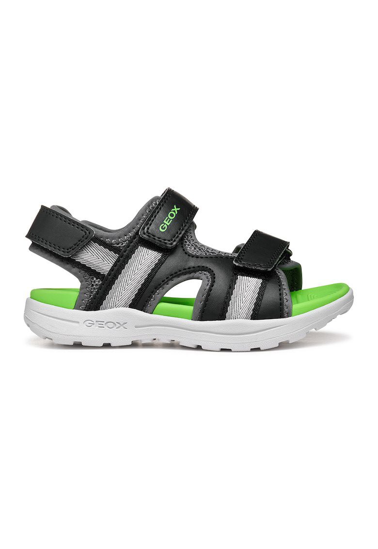 Sandale din material textil cu velcro - Verde/Negru/Gri