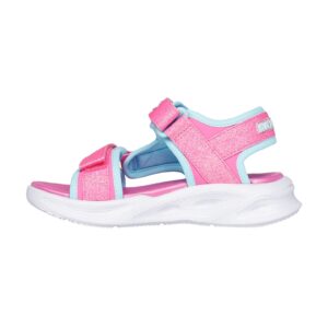 Sandale cu inchidere velcro si LED-uri - Roz aprins