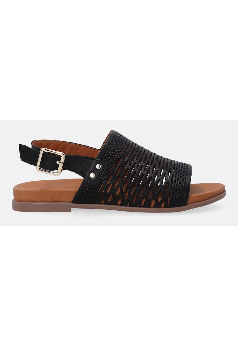 Sandale negre din piele cu decupaj