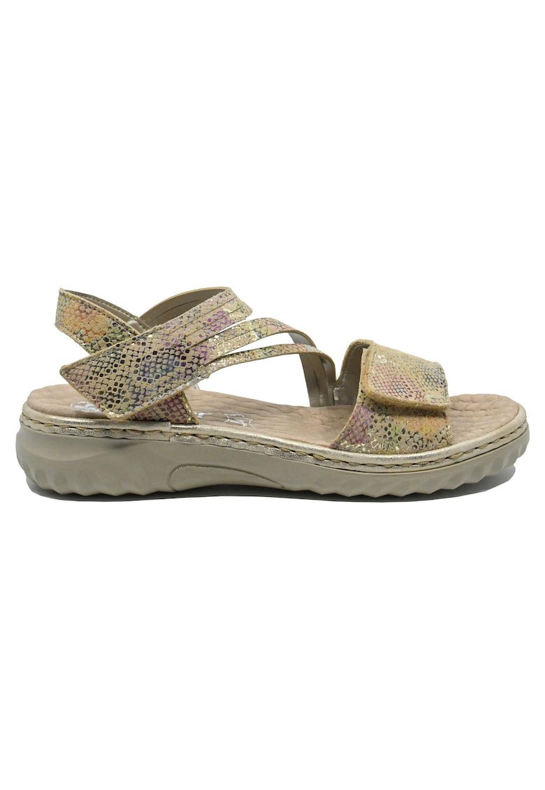 Sandale dama reglabile multicolore din piele naturala RIK60464-90 - Multicolor