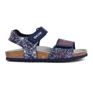 Sandale de piele ecologica cu model Spiderman - Rosu/Bleumarin