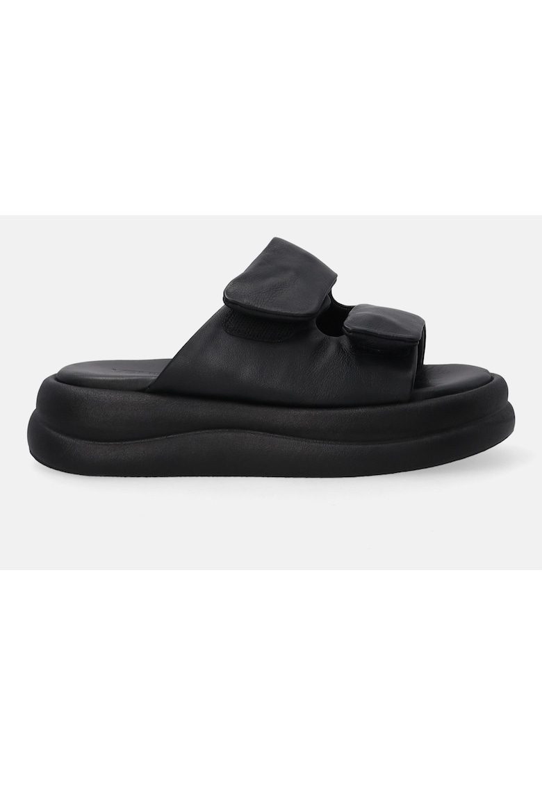 Papuci din piele cu barete cu velcro