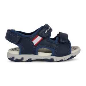 Sandale cu inchidere velcro si detalii din piele - Bleumarin