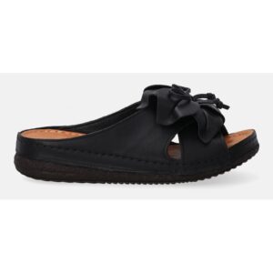 Slapi din piele cu detaliu floral