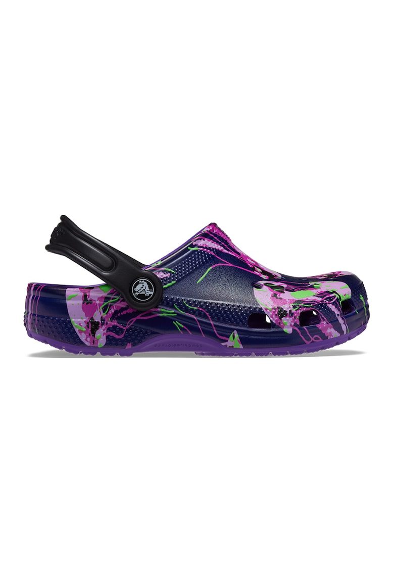 Saboti slingback cu model - Albastru indigo/Roz