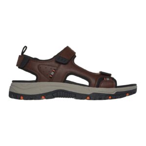 Sandale cu talpa plata si inchidere velcro Tresman-Hirano - Maro