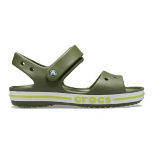 Sandale cu velcro si logo - Kaki