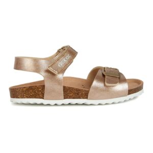 Sandale de piele ecologica cu velcro Adriel - Auriu