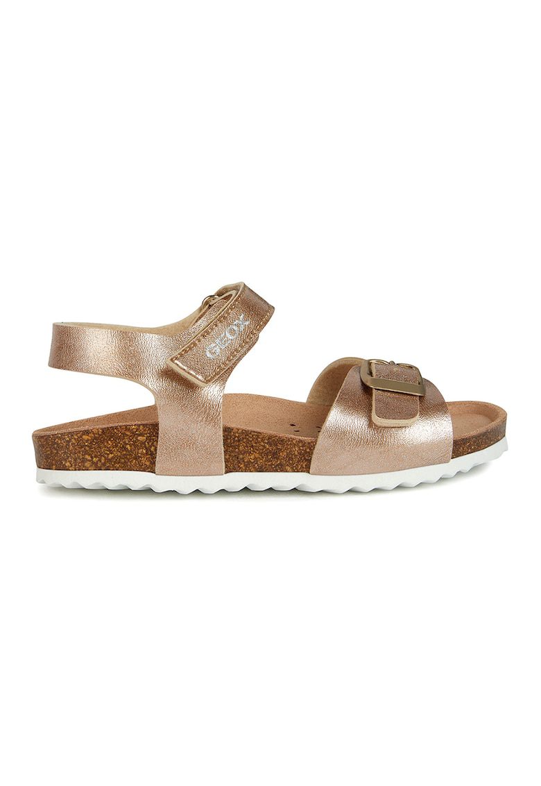 Sandale de piele ecologica cu velcro Adriel - Auriu
