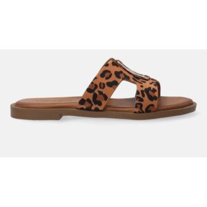 Slapi din piele cu animal print