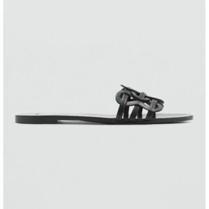 Papuci flatform din piele - Negru