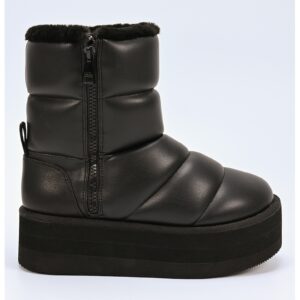 Cizme matlasate cu talpa flatform - Negru