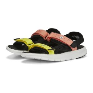 Sandale colorblock cu velcro Evolve - Negru/Galben/Roz somon