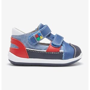 Sandale cu velcro si insertii de piele - Albastru inchis/Bleumarin