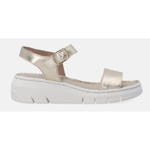 Sandale wedge cu aspect metalizat