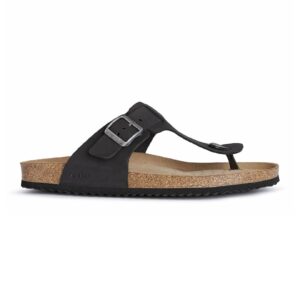 Papuci flip-flop de piele nabuc - Negru
