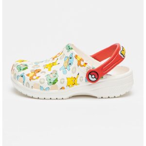 Saboti slingback cu model grafic - Alb