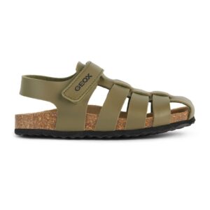 Sandale fisherman de piele ecologica - Kaki
