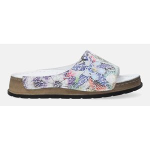 Papuci din piele nubuc cu model abstract