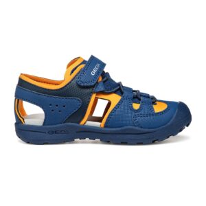 Sandale cu velcro si model colorblock Veniett - Portocaliu/Albastru inchis