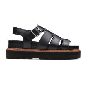 Sandale flatform de piele - Negru