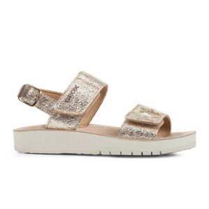 Sandale slingback cu velcro - Auriu