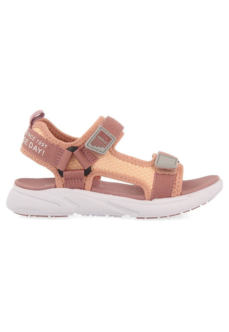 Sandale cu velcro uni - Roz prafuit