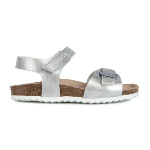 Sandale de piele ecologica cu velcro Adriel - Argintiu