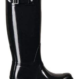 Cizme impermeabile de ploaie cu aspect lacuit - Negru