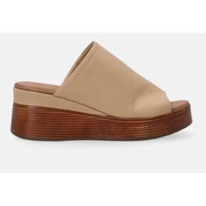 Papuci wedge de piele
