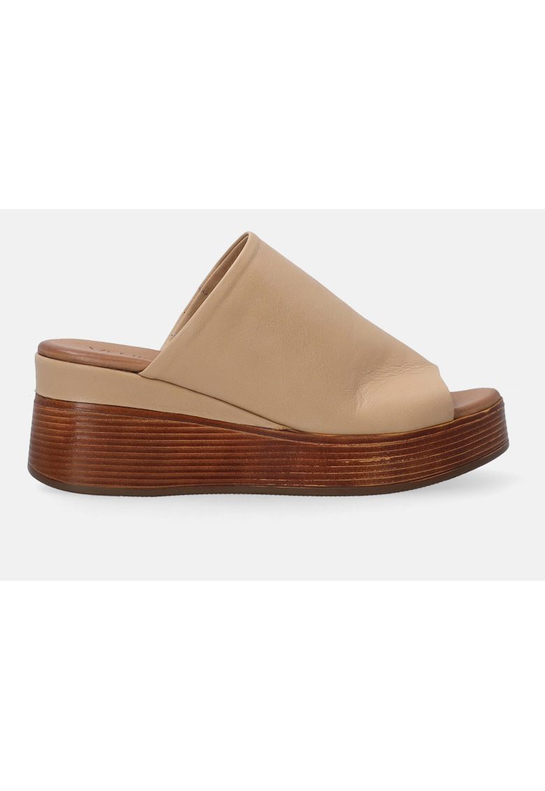 Papuci wedge de piele