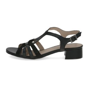 Sandale de piele cu toc masiv - Negru