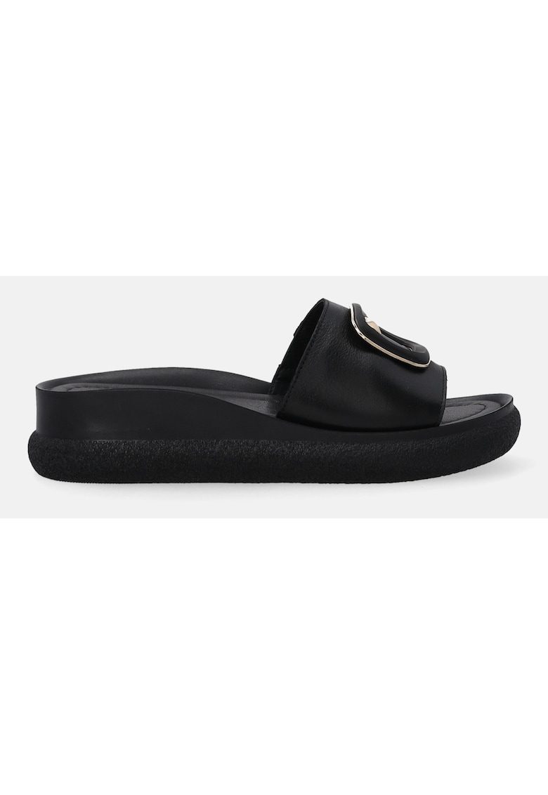 Papuci cu talpa wedge din piele