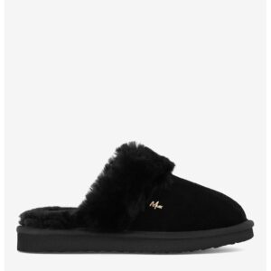 Papuci dama 5905588923886 - Piele intoarsa - Negru - Negru
