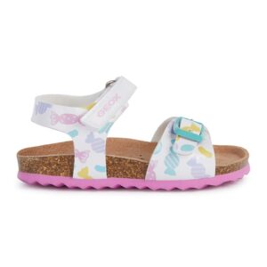 Sandale de piele ecologica cu model Chalki - Alb/Roz