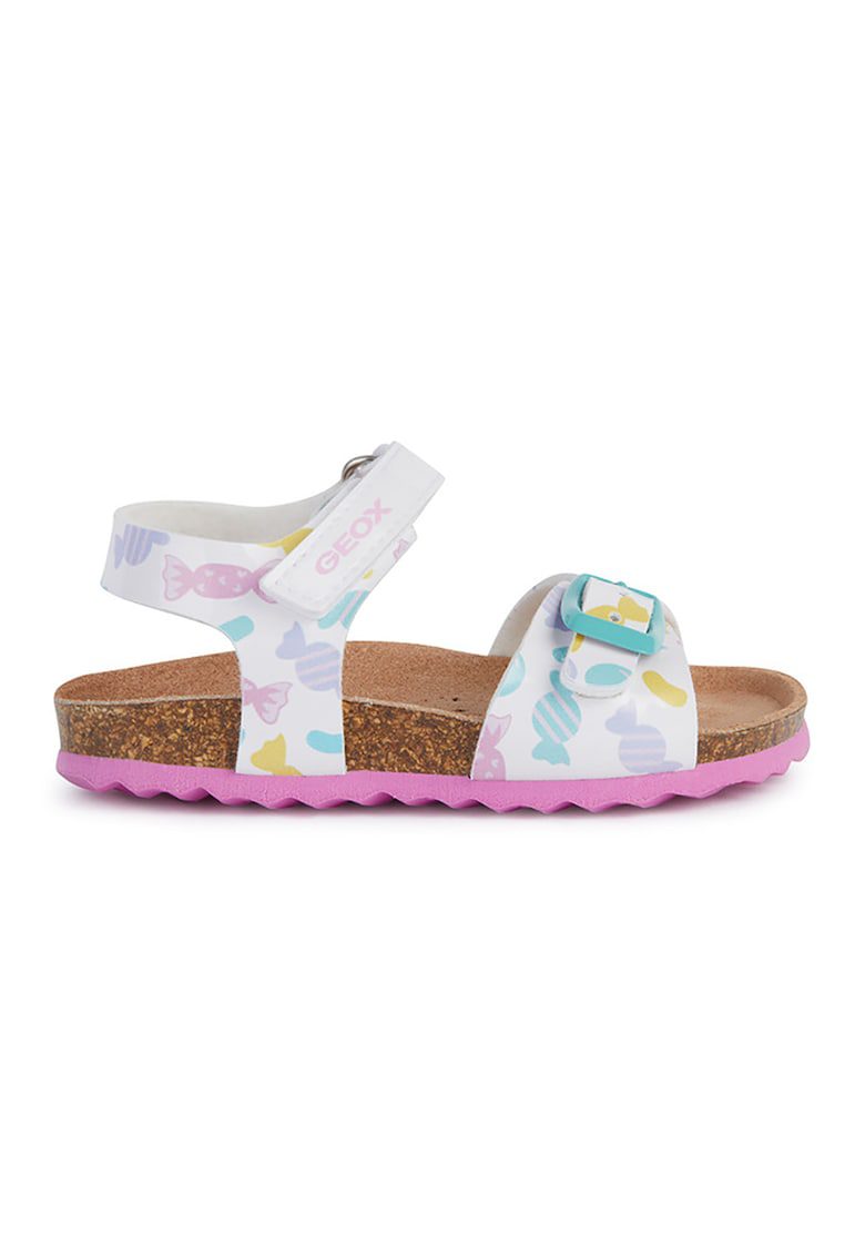 Sandale de piele ecologica cu model Chalki - Alb/Roz