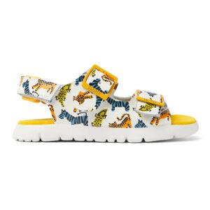 Sandale cu catarame si inchidere velcro Oruga 27427 - Alb/Albastru/Galben inchis