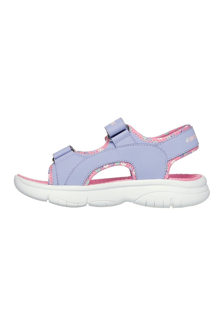 Sandale din material textil cu velcro - Albastru lavanda