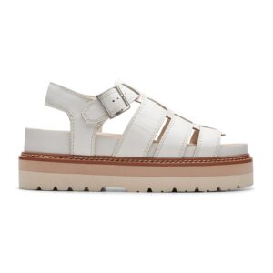 Sandale flatform de piele - Alb