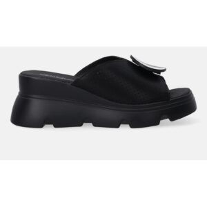 Papuci din piele cu talpa wedge si perforatii