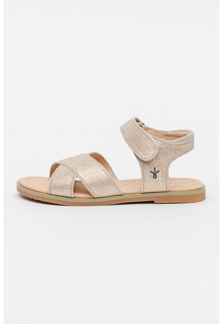 Sandale de piele intoarsa cu velcro Rose - Auriu rose