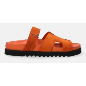 Papuci din piele intoarsa cu flatforma