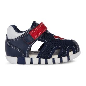 Sandale cu inchidere velcro si decupaje - Rosu/Bleumarin